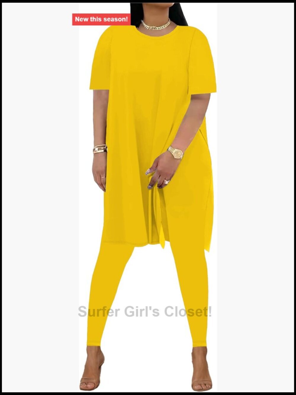 2 Piece Outfits Tracksuit Short Sleeve Tunic Top High Waist Leggings Set Lounge